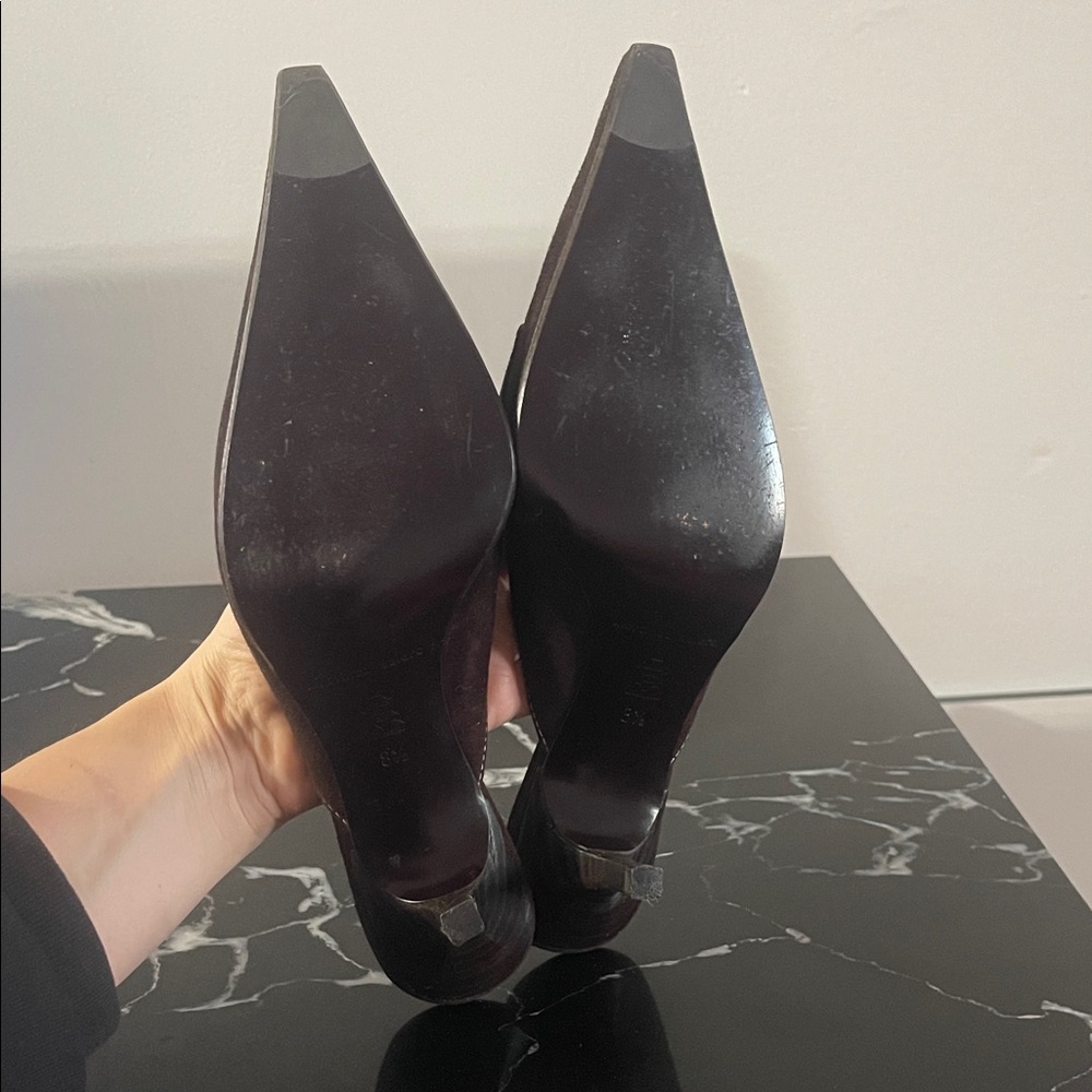 Martinez Valero Dark Brown Suede Mules - Picture 4 of 5